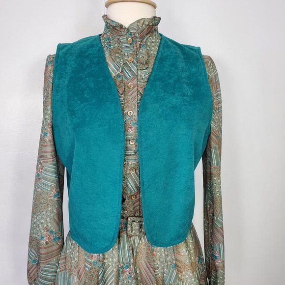 Vintage Belted Ruffle Dress with Vest, 12 - Picture 2 of 16